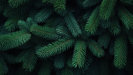 Beautiful Winter Fir Tree Branches Background AI Generatedの素材