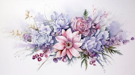 Beautiful bouquet of flowers in watercolor style. illustration. Generative AIの素材