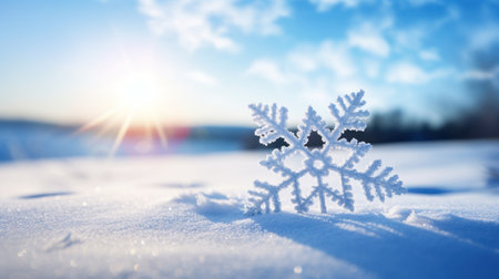Snowflake on Snow AI Generatedの素材