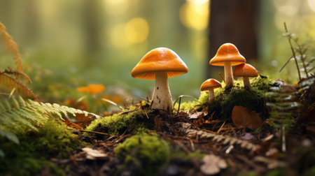 Mushrooming in the Beautiful Polish Forest AI Generatedの素材