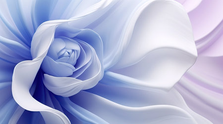 Futuristic Chromatic Waves: Soft and Airy Compositions of Realistic Blue Flower AI Generatedの素材