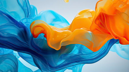 abstract background of blue and orange flowing liquid. 3d rendering Generative AIの素材