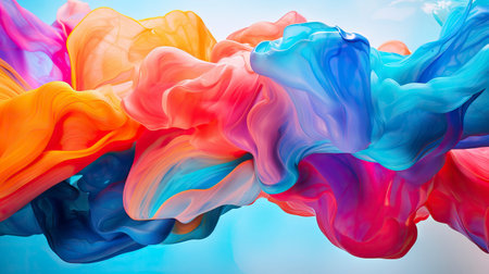 Abstract background with blue, red and yellow paint splashes. 3d rendering Generative AIの素材