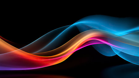 abstract blue and orange waves on a black background. vector illustration Generative AIの素材