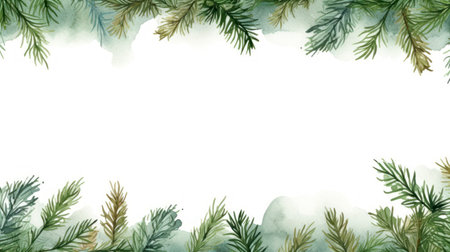 Watercolor Christmas background with fir branches. Hand painted watercolor illustration. Generative AIの素材