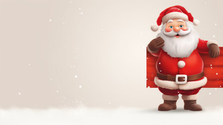 Santa Claus Holding a Blank Signboard with Wide Empty Space for Design AI Generatedの素材