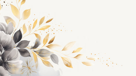 Abstract floral background with gold and silver flowers. Illustration. Generative AIの素材