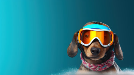 Funny Cute Animal Wearing Snowboard Goggles Ready for Holiday Travel AI Generatedの素材