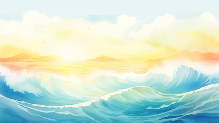 Happy Cartoon Water Pool Wave Beach Travel AI Generatedの素材