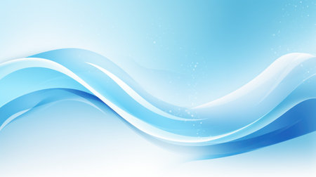 Cheerful Blue Snowy Winter Background with Copy Space AI Generatedの素材