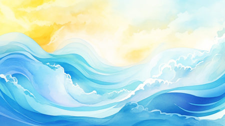 Happy Cartoon Water Pool Wave Beach Travel AI Generatedの素材