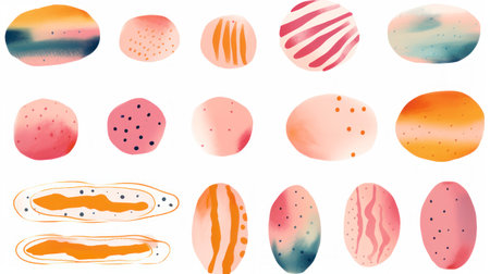 Easter eggs set. Hand drawn watercolor elements. illustration. Generative AIの素材