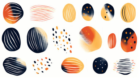 Set of abstract Easter eggs on a white background. illustration. Generative AIの素材
