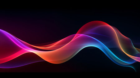 Abstract colorful wave on dark background. illustration for your design. Generative AIの素材