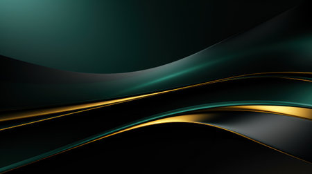 Black and green wavy metallic background. 3d render illustration. Generative AIの素材