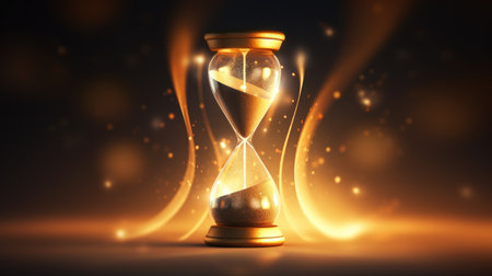 Hourglass on a dark background. 3d rendering, 3d illustration. Generative AIの素材