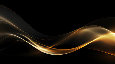 Abstract gold waves on black background. illustration for your design. Generative AIの素材