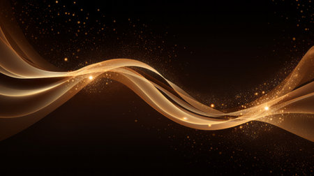 Abstract golden wave on dark background. illustration for your design. Generative AIの素材