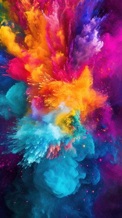 Colorful explosion of colored powder. Abstract background. Design element. Generative AIの素材