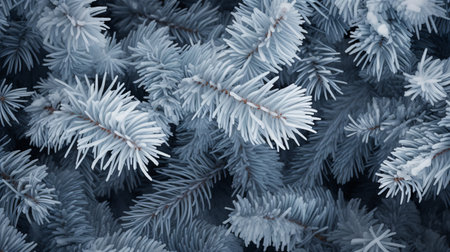 Blue spruce branches closeup. Winter background. Christmas card. Generative AIの素材