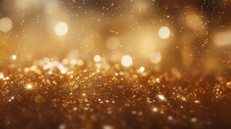 Golden glitter background with bokeh defocused lights and stars. Generative AIの素材