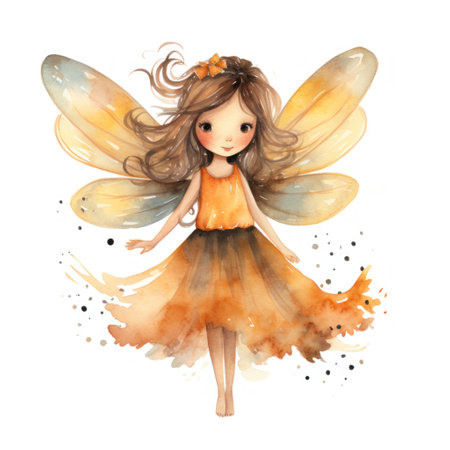 Cute watercolor fairy isolated on white background. Watercolor illustration. Generative AIの素材