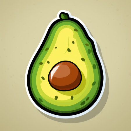 Avocado sticker on beige background. illustration for your design Generative AIの素材