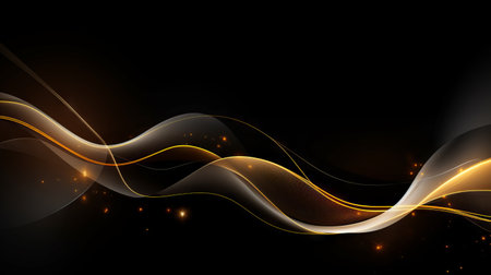 Abstract wavy background with glowing golden lines. illustration eps10 Generative AIの素材