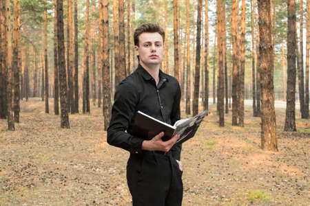 Student in the woods