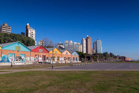ROSARIO, ARGENTINA - JULY 6, 2019: View of the colorful warehouses of the CEC. Placed in the coastal park next to the Parana River. Classic promenadeのeditorial素材
