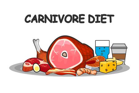 Carnivore diet vector illustration. Carnivore diet food elements. For brochure or banners.のイラスト素材