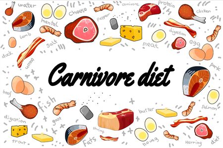 Carnivore eat meat motivation lettering. Carnivore diet.のイラスト素材