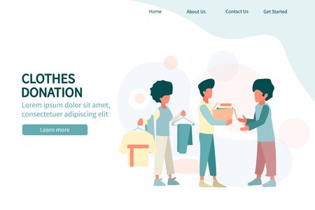 Donation clothes concept vector illustration landing page for web.のイラスト素材