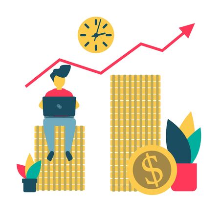 Vector illustration of finance business idea, can be used for workflow layout, diagram, banner, number options, step up options, web design.のイラスト素材