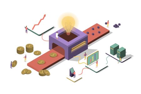 Online education concept. Online training courses, specialization, tutorials, lectures 3d isometric designのイラスト素材