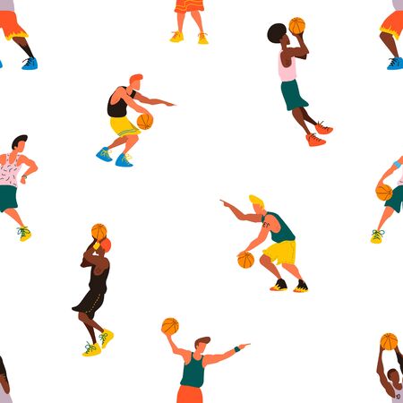 Seamless sports texture. Basketball seamless texture. Seamless sport pattern players with balls. Sports background. Creative grunge design of sport. Sport vector. Basketball vectorのイラスト素材