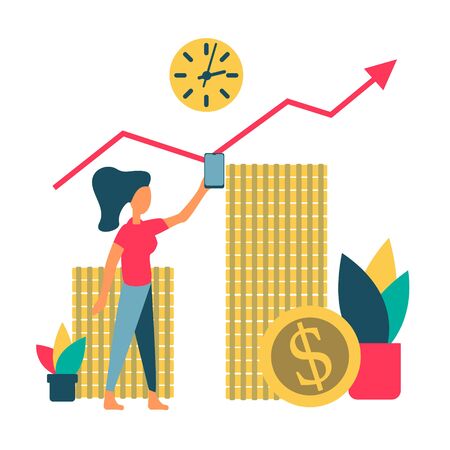 Vector illustration of finance business idea, can be used for workflow layout, diagram, banner, number options, step up options, web design.のイラスト素材