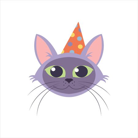 Vector Cat head for cats happy birthday celebration greeting cards or invitation banners.のイラスト素材
