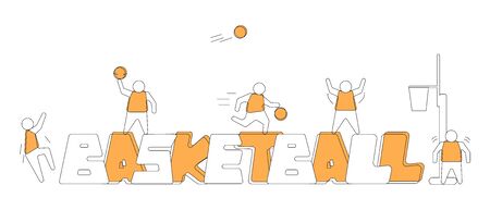 Basketball lettering vector illustration for sport invitation or brochure. Color and linework basketball.のイラスト素材