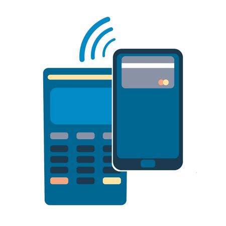 Mobile payment concept with a symbol of credit card on smartphone. NFC technology. Eps10 vector illustration.のイラスト素材