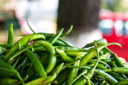 Green Peppers at the Marketの写真素材