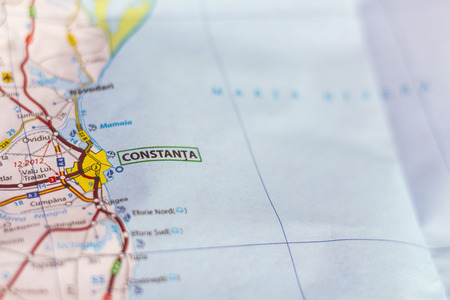 Close up of Contanta and the Black Sea on a map