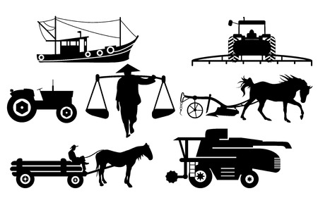 Agricultural silhouettesのイラスト素材