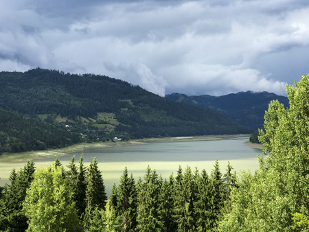 Mountain and lake landscapeの写真素材