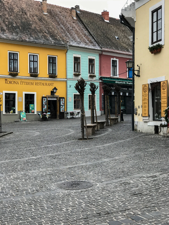 December 18, 2016 - Szentendre, Hungary: Colorful buildings of the town Szentendre close to Budapest, Hungaryのeditorial素材
