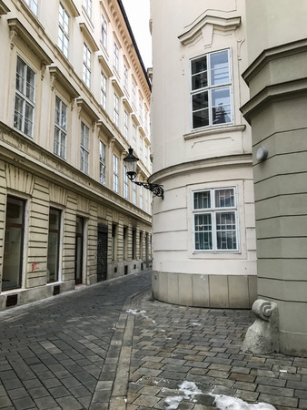 Cobblestone street in Bratislava, Slovakiaの写真素材