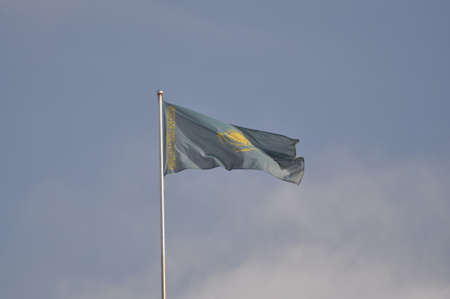 The flag of Kazakhstan. Symbol of the Republic of Kazakhstan. The simfolica of Kazakhstanの写真素材