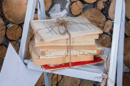 family photo studio with vintage interior and old furniture, window, books, stars