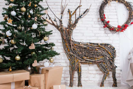 room decorated for the celebration of the new yearの写真素材