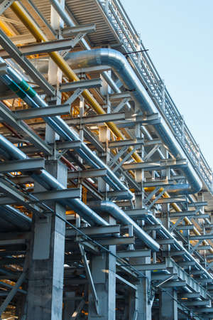 A small Chemical Plant with all the pipes and multi colors which could be a hazard to public healthの写真素材